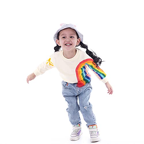 Image of BINIDUCKLING Baby Girl Rainbow Sweatshirt for Girls Long Sleeve Shirt 18 Months-6 Years