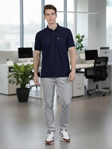 Image of Lux Cozi Men's Cotton Blend Polo T-Shirt with Chest Pocket | Collar T-Shirts for Men | Half Sleeves | Plain - Regular Fit (Pack of 1)