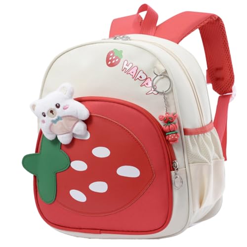 Cute Backpack Strawberry for Women Large Capacity Y2k Kawaii Aesthetic Casual Travel Mochilas Daypacks (White)