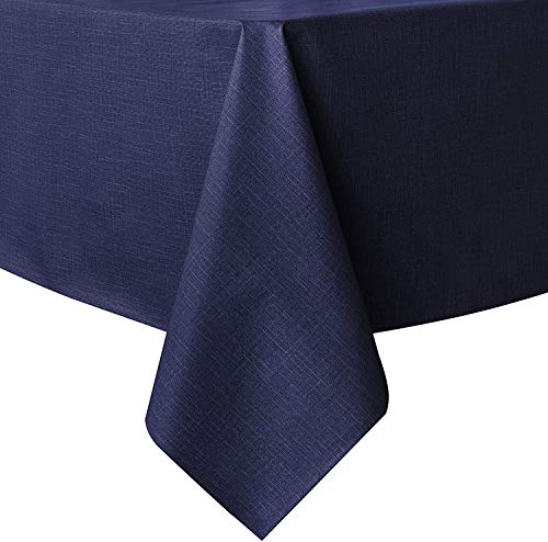 Image of sancua 100% Waterproof Rectangle PVC Tablecloth - 54 x 78 Inch - Oil Proof Spill Proof Vinyl Table Cloth, Wipe Clean Table Cover for Dining Tables, Buffet Parties and Camping, Navy