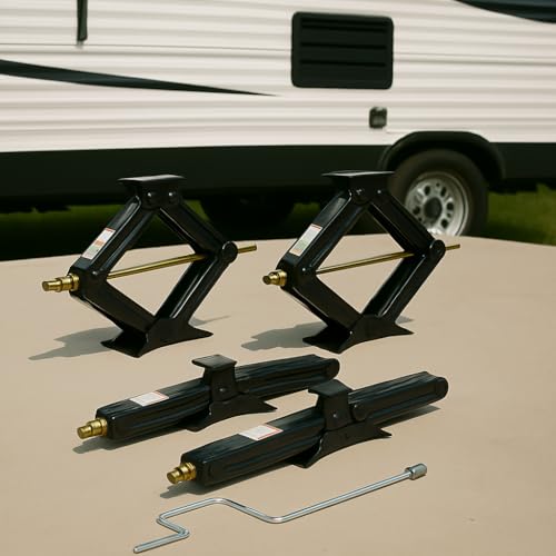 Bastion Distribution RV Trailer Camper Stabilizer Leveling Scissor Jacks with Handle 30\" 5000lbs Set of 4