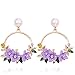Boucles d'oreilles en forme de cercle Boucles d'oreilles à fleurs roses mignonnes pour bijoux pour femmes