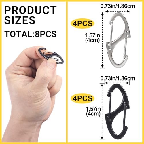 Image of 8 Pcs Zipper Clips Anti Theft Deterrent, Dual Opening Zippers Pull Replacement, Zipper Locks for Backpacks, Camping, Suitcases (Silver+Black)