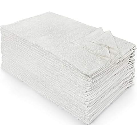 Nouvelle Legende 100% Cotton Ribbed Bar Mop Towels, Absorbent, Durable, & Versatile for Kitchens, Bars, & Cleaning Tasks, 16x19 in, 25-Pack, White Cover