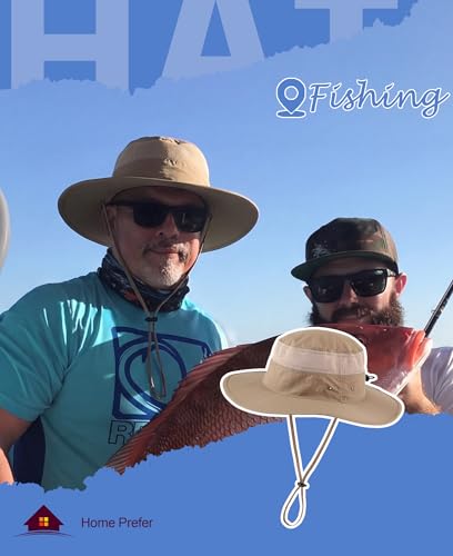 Image of Home Prefer UPF 50+ Men's Sun Hat Wide Brim Bucket Hat UV Protection Hat for Mens Womens Beach Safari Gardening Golf Fishing