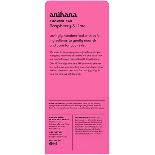 Anihana Solid Shower Soap Bar | Gentle Cleansing, Moisturizing & Nourishing | Natural Body Wash | Raspberry And Lime | 2.8 Oz #TOP6