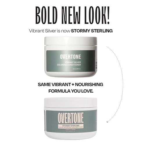 Image of Overtone Semi Permanent Hair Color Conditioner, Stormy Sterling, 8 oz, Nourishing, Damage-Free, Color Depositing Mask for All Hair Types with Shea Butter & Coconut Oil, Vegan & Cruelty-Free