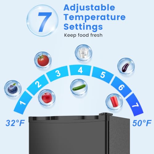 Image of Electactic 1.7 Cu.ft Mini Fridge, Compact Refrigerator, Single Reversible Door, Ultra Quiet, Energy Efficient for Office, Dorm, Bedroom, Apartment, Black