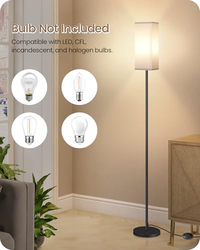 Image of 2Pack Floor Lamp, Pole Lamp with Foot Switch, Modern Standing Lampshade, Minimalist Freestanding Lamp (Bulb Not Included), for Living Room, Bedroom, Office, Black and White CW07LDP205