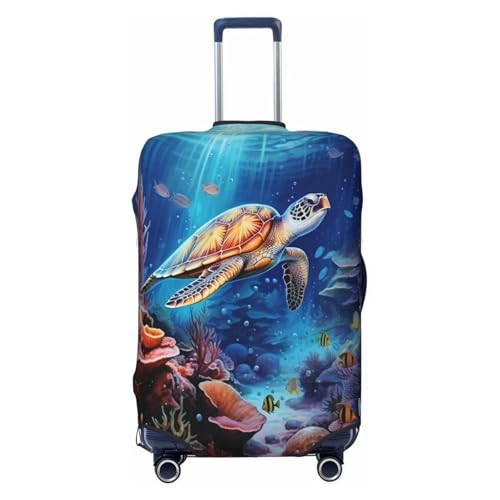 Ocean Turtle Travel Luggage Cover Elastic Suitcase Covers Washable Anti Scratch Luggage Dust Covers Protector, Fits 25-28 inch Luggage, L