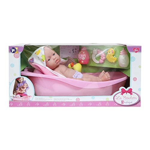JC Toys - La Newborn | 10-teiliges Layette Deluxe Badewannen-Geschenk-Set | 30,5 cm lebensechte Vinyl-Puppe für… – Bild 4