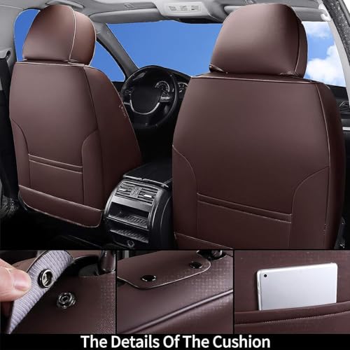 Image of Coverado Seat Covers, Car Seat Covers Front Seats, Car Seat Cover, Car Seat Protector Waterproof, Car Seat Cushion Nappa Leather, Brown Seat Covers Carseat Cover Universal Fit for Most Cars