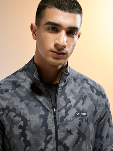 Image of TECHNOSPORT Men's Slim Fit Printed Regular Jacket With TS Flexi, SPF50+, Quick Dry for Regular Use