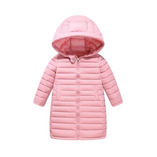 Girls Long Hooded Puffer Jacket Lightweight Zip Up Quilted Long Sleeve Winter Coat for 3-12 Years
