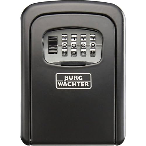 BURG-WÄCHTER Caja fuerte para llaves con código numérico de 4 dígitos para exterior e interior, Segura, Montaje de pared, Key Safe 30 SB, Negro