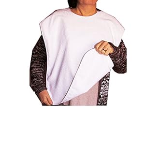 Ti-Tín 3-pack slabbetjes voor volwassenen, 50 x 60 cm, badstof slabbetje met waterdichte plastic voering en klittenbandsluiting, materiaal: 73% katoen, 27% polyester, kleur: wit
