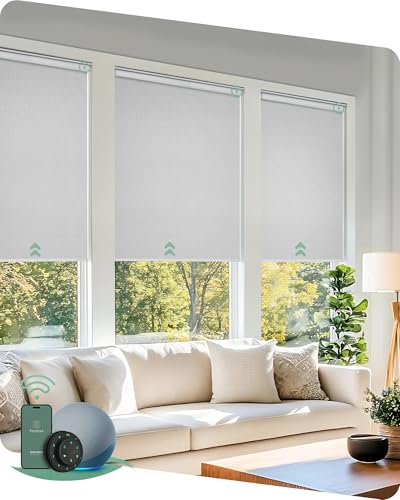 Yoolax Motorized Blinds with Remote, Blackout Smart Blinds for Windows