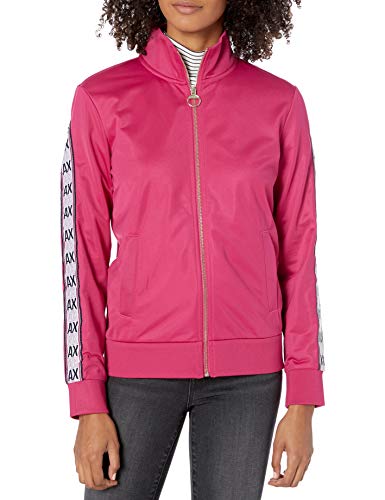 A|X Armani Exchange Women's Silky Textured Zip Up Sweater with AX Logo, Rossana, L