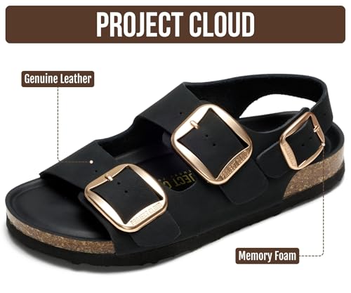 Image of Project Cloud 100% Genuine Leather Ankle Strap Footbed Sandal with Lightweight & Comfortable Walking Fisherman Sandals for Women - Non Slip Memory Foam Slingback Womens Sandals 2026 (Garda)