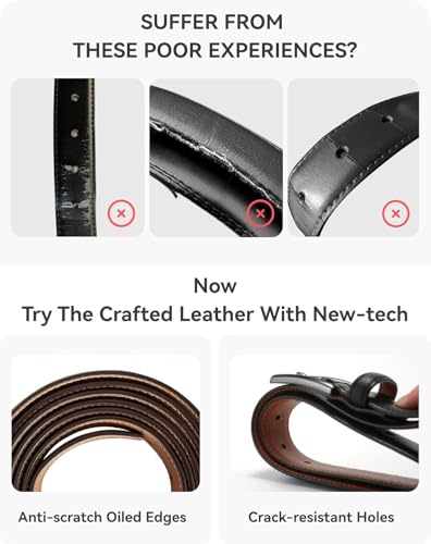 Image of Contacts Men's Genuine Leather Pin Buckle Belt | Leather Belt for Men Classic Designs for Work & Business Casual