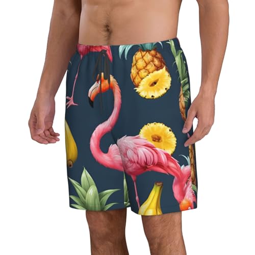 Pineapple Banana Flamingo Print Stylish Men Beach Shorts Lightweight Cozy Swim Trunks Summer Casual Outings Holiday2