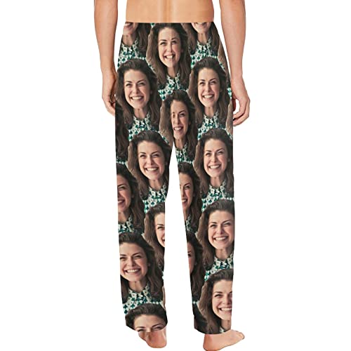Customized Pajama Pants for Men Funny Personalized Face Photo Sleep Pj Pants, Custom Printed Lounge Pants for Husband2