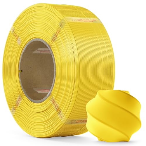Image of PLA Filament 1.75mm PLA 3D Printer Filament(Refill),1kg Refill for Reusable Spools(2.2lbs),Premium Quality 3D Printing Filament for Bambu lab 3D Printers,Yellow