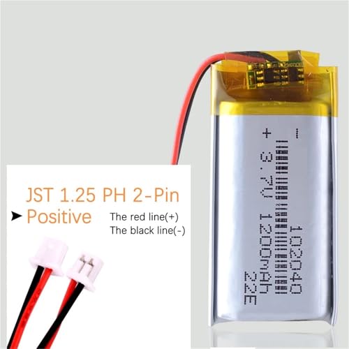 Batería 102040 3.7V 1200mAh LiPo recargable con clavija 1.25 2P 3