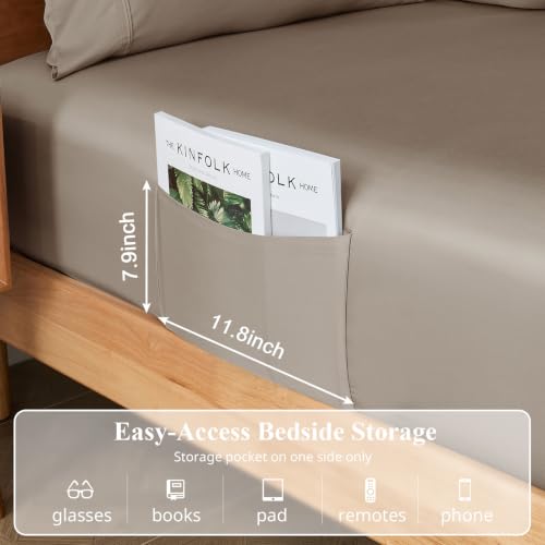 Image of Full Size Sheet Set, Viscose Bamboo Sheets for Bed Set 4pcs, 100% Viscose Derived from Bamboo, Hotel Luxury Silky & Cooling for Hot Sleepers, Deep Pocket Up to 17 inch, Taupe