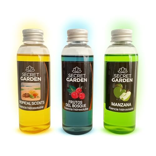 Esencias Hidrosolubles | Aromaterapia para Humidificador y Difusor | Fragancias Frescas y Duraderas | Ideal para Hogar u Oficina (3-Pack) (Frutos del Bosque, Manzana, Tropical SCENTS)