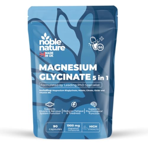 Magnesium Glycinate 5-in-1 Complex Formulated by PhD Expert High Strength 1900mg Supplements as Bisglycinate, Malate, Citrate, Oxide & Vitamin B6-90 GMO Free Capsules, 384mg Elemental, UK Made (90) Magnesium Glycinate 5-in-1 Complex Formulated by PhD Expert High Strength 1900mg Supplements as Bisglycinate, Malate, Citrate, Oxide & Vitamin B6-90 GMO Free Capsules, 384mg Elemental, UK Made (90)