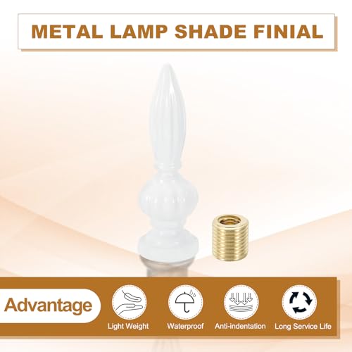 Image of PATIKIL 25x80mm Lamp Shade Finial, 2 Pcs Lamp Finials Caps Knob M10x1mm Threaded Alloy Solid Lamp Finial Decoration for Lamp Shade Table Floor Lamps, White