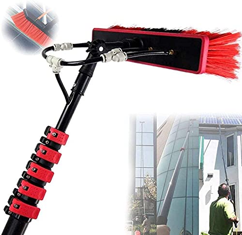 Teles - Cepillo de limpieza de ventanas, mango extensible de 35 cm, para techos de invernadero y paneles solares, kit de cepillo de agua de 9 m para una limpieza eficiente