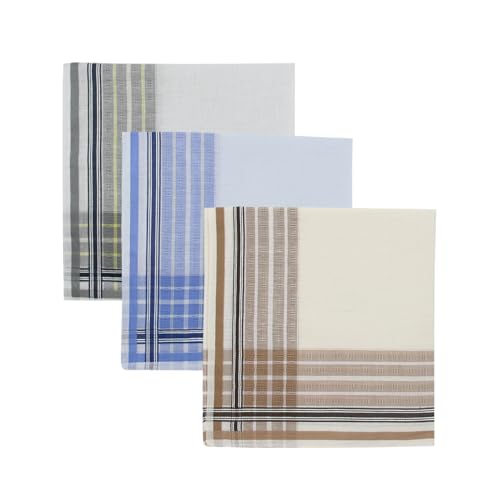 Mantieqingway Handkerchiefs for Men/Women, Cotton Handkerchiefs Pocket Squares Hankies for Daily Wedding Party Banquet, 3 PCS (Plaid-03)