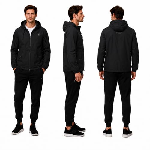 Image of Spyder Mens Windbreaker Jacket - Hooded Lightweight Breathable Hiking | Water Resistant, Full Zip, Everyday Layer for Hiking, Commutes, Travel, Errands, and Cool-Weather Days
