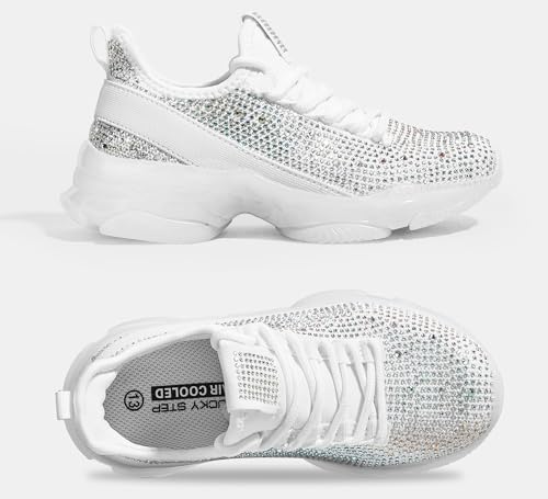 LUCKY STEP Girls Rhinestone Slip On Sneakers,White Rhinestone,Little Kid 3 by LUCKY STEP - Used condition - Image 7