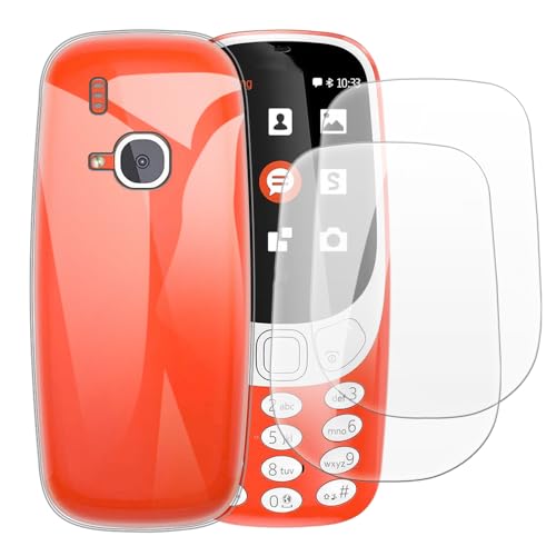 Shantime Case with 2 Pack Screen Protector Combo Compatible with Nokia 3310 2017, Shockproof Cover and Tempered Glass Set for Full Body Safety(Clear)