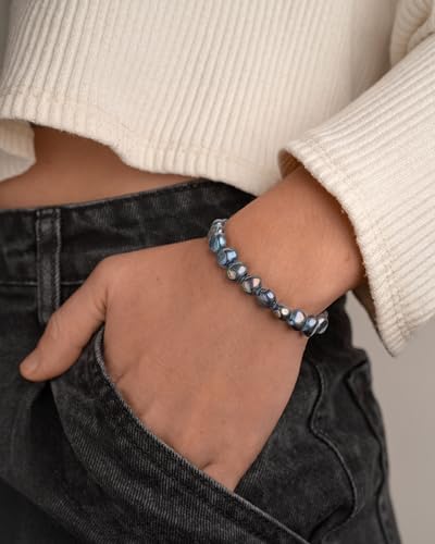 Image of Secret & You Woman Bracelet with White or Colorful Baroque Freshwater Cultured Pearls - 8-9 mm -18 cm Elasticated Band