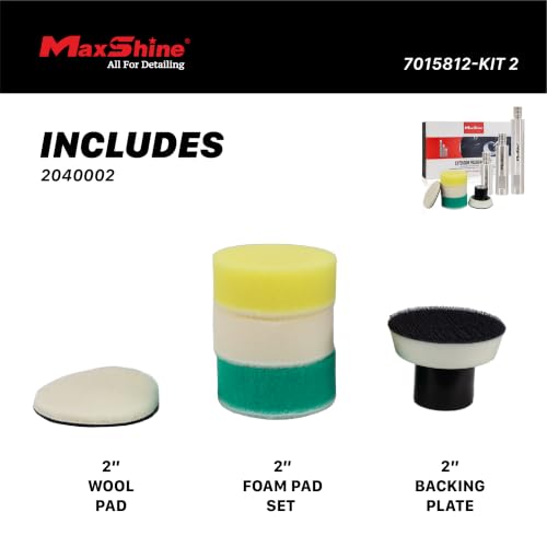 Image of Maxshine Universal Stainless Steel Extension Shaft Set & 2 inch Polishing Kit - 2 inch, 3 inch & 5 inch Polisher Extenders for 5 /8 inch Backing Plates - 8-Piece Rotary Polisher Accessory for Car Polishing & Detailing