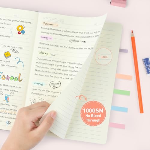 Umriox Notizbuch A5 Lined Journal - Hardcover Tagebuch mit 365 Seiten 100gsm dickes Papier, Der Collegeblock Notebook für Frauen Männer Schreiben Schule Büro, 14.5 x 21cm- Grün