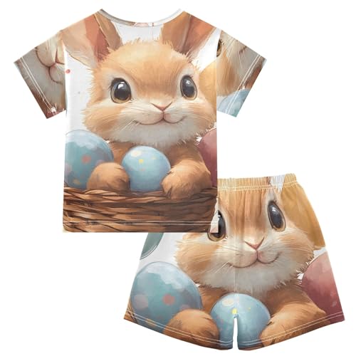 Summer Pajama Set Easter Bunny Eggs, Short Sleeve Sleepwear Nightwear2