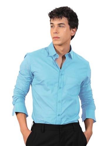 Image of Pinkmint Men's Solid Cotton Formal Shirt | Plain | Full Sleeve - Regular Fit (Available in Plus Sizes and Combo Pack of 2)