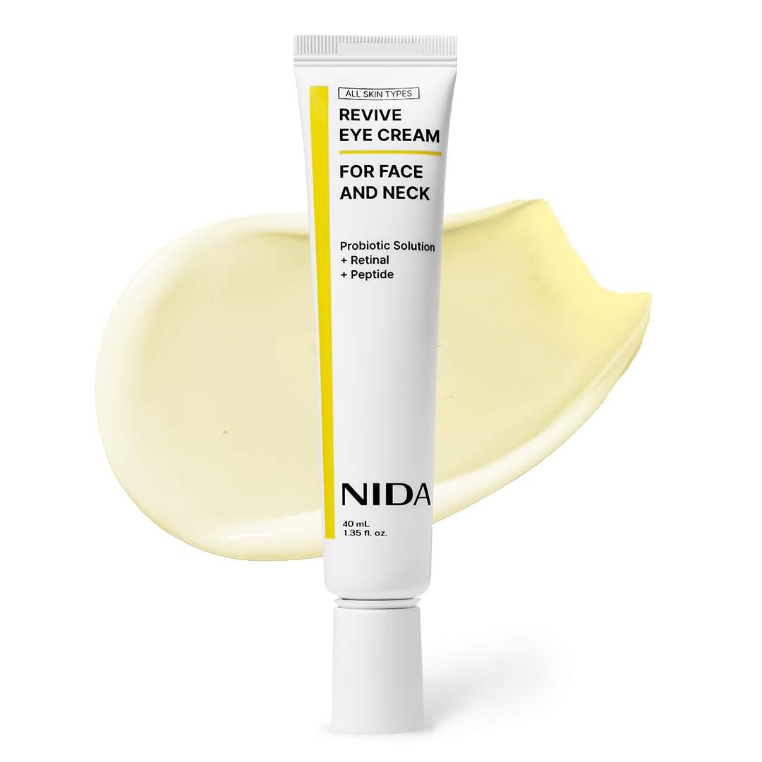 NIDA Revive Eye Cream For Face And Neck | Probiotic Solution, Retinal, Peptide | Wrinkles, Fine Lines, Cell Turnover, Firm Skin Texture, Radiant Skin, Moisture Retention | 1.35 fl. oz., 40ml NIDA Revive Eye Cream For Face And Neck | Probiotic Solution, Retinal, Peptide | Wrinkles, Fine Lines, Cell Turnover, Firm Skin Texture, Radiant Skin, Moisture Retention | 1.35 fl. oz., 40ml