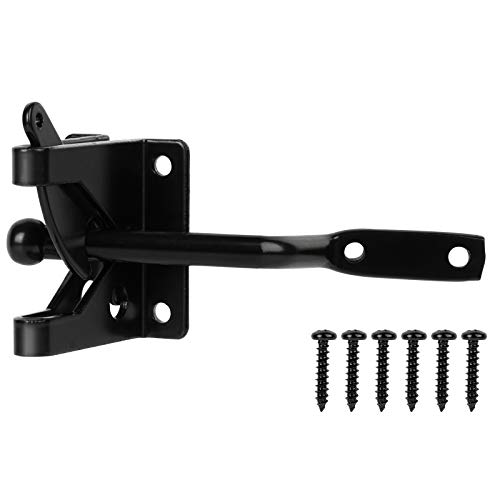 Self-Locking Gate Latch,Automatic Gravity Lever Latch for Wooden Fence Post Mount, Door Latch for Secure Pool,Garden,Shed,Black Powder Coated for Rust Resistance
