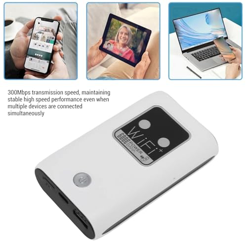 Image of Luocute 4G LTE Portable WiFi Computer Routers, 300Mbps Mobile Hotspot Wireless Router with 6000mAh Battery and Nano SIM Card Slot, for Travel and Multi User Office