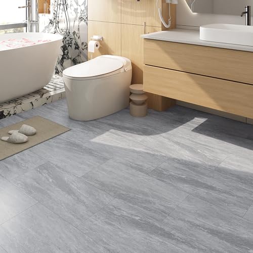 FunStick Suelo Vinilico Autoadhesivo Gris Claro 5 Baldosas 30X60CM Azulejos Adhesivos Cocina Vinilo Adhesivo Pared Baño Poner Suelo Vinilico Baldosas Vinilicas Adhesivas Papel Adhesivo Para Pisos