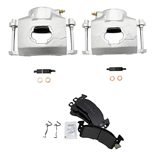 Image of TRQ Front Brake Caliper Brake Pad Set Semi Metallic Compatible with 1987-1992 Cadillac Brougham 1979-1995 Chevrolet G10 G20 1979-1995 GMC G1500