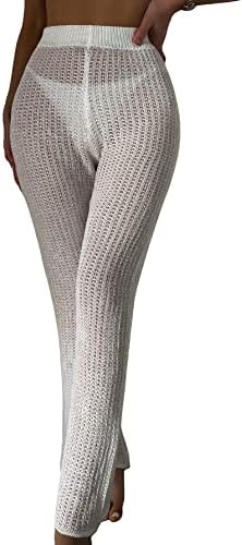 Cozyease Women’s Casual Sheer Knitted High Waist Bikini Swimsuit Cover Ups Comfy Beach Pants Cozyease Women’s Casual Sheer Knitted High Waist Bikini Swimsuit Cover Ups Comfy Beach Pants