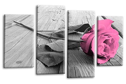 LR Le Reve Floral Rose Canvas Art Picture Pink Grey White Split Wall Panel