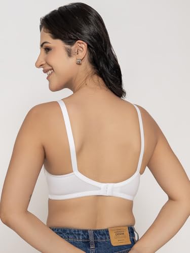 Image of INKURV Seamless Non-Padded Bra for Women | Non-Wired Cotton Full Coverage T-Shirt Bra | Thin Adjustable Straps | Double Layered Cups | Anti Sag Lift Up Support | Luna Combo of 2